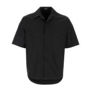 Versace Stilren Svart Poplin Skjorta Black, Herr