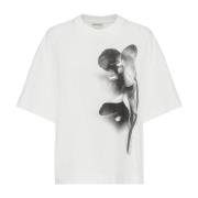 Alexander McQueen Avslappnad Bomull T-shirt White, Dam