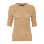 Soaked in Luxury Mjuk Tee Top i Kelp Melange Beige, Dam