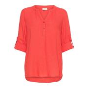 Kaffe Enkel Blus Top T-Shirt Cayenne Red, Dam