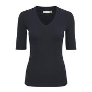 InWear Marinblå V-Hals T-Shirt Black, Dam