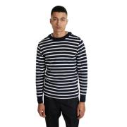 L'Exception Paris Randig sjömansweater i merinoull Blue, Herr