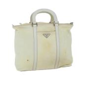 Prada Vintage Pre-owned Nylon handvskor White, Dam