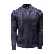 Ferrante Blå Zip-Up Cable Knit Cardigan Blue, Herr