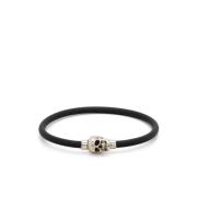 Alexander McQueen Svart Gummi Skalle Charm Armband Black, Herr