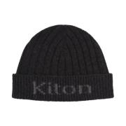 Kiton Svart Cashmere Beanie med Logo Black, Herr