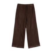 Alysi Brun Mocka Geometrisk Panelad Wide Leg Byxor Brown, Dam