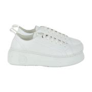 Emporio Armani Vita höga sula lädersneakers White, Dam