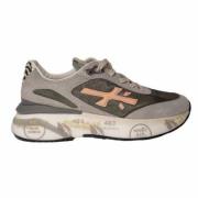 Premiata Grön Iridescent Mesh Sneakers Zebra Mönster Gray, Dam