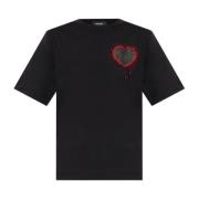 Dsquared2 T-shirt med applikation Black, Dam