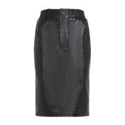 Saint Laurent Svart Midi-kjol i Lammskinn Black, Dam