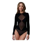 Undress Code Geometriskt Mönster Bodysuit Black, Dam