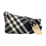 Burberry Svart Axelväska med Chic Check-motiv Black, Dam