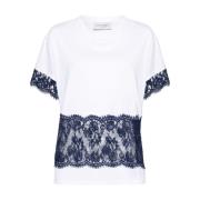 Ermanno Scervino Optisk Vit Marinblå T-shirt White, Dam