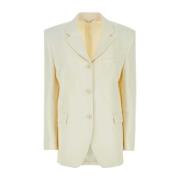 Magda Butrym Oversize Ivory Ullblandning Blazer White, Dam