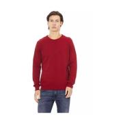 Baldinini Elevated Elegance Crewneck Sweater i Röd Red, Herr