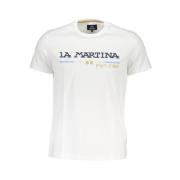 La Martina Elegant vit rund hals t-shirt med tryck White, Herr