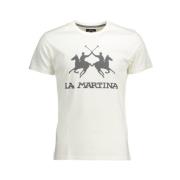 La Martina Elegant vit bomull T-shirt med rund hals White, Herr