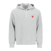 Comme des Garçons Play Hjärta Patch Hoodie Sweatshirt Gray, Herr