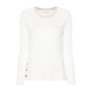 Liu Jo Vit Crew Neck Sweater med Lurex White, Dam