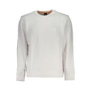 Hugo Boss Borstad Bomullssweatshirt med Logotypapplikation White, Herr