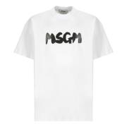 Msgm Vit Bomull T-shirt med Tryck White, Herr