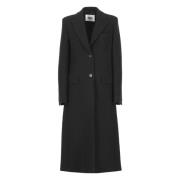 Msgm Svart Yllekappa Peak Revers Black, Dam