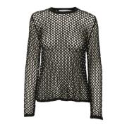 Karen by Simonsen Mesh Blus med Pärl Detalj Black, Dam