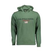 U.s. Polo Assn. Grön Bomullshoodie med Kontrasterande Logotyp Green, H...