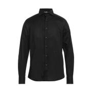 Aquascutum Elegant svart bomullsskjorta med sidologo broderi Black, He...