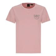 Pinko Dam bomullst-shirt med strasslogo Pink, Dam