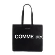 Comme des Garçons Maxi Logo Läder Toteväska Black, Dam