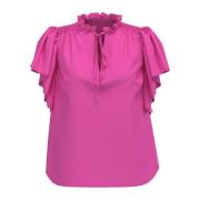 Co'Couture Volangtopp Blus i Rosa Pink, Dam