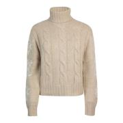 MC2 Saint Barth Beige Hög Hals Jacquard Tröja Beige, Dam