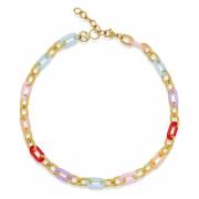 Nialaya Womens Cable Chain Choker with Colorful Links Yellow, Dam