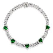 Nialaya Womens Crystal Embellished Choker with Green Hearts Gray, Dam