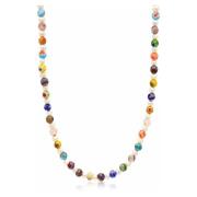 Nialaya Mens Pearl Necklace with Hand-Painted Glass Beads Gray, Herr