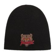 Dsquared2 Svart Ull Ribbstickad Beanie Mössa Black, Herr