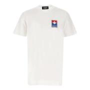 Dsquared2 Vit Bomull Logo T-shirt Rund Hals Kort Ärm White, Herr