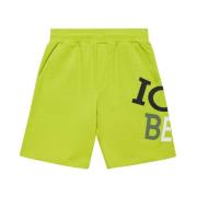 Iceberg Logo Shorts Svart Fleece Bomull Yellow, Herr