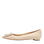 Manolo Blahnik Pre-owned Pre-owned Satin lgskor Beige, Dam