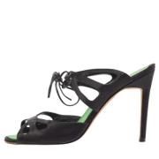 Manolo Blahnik Pre-owned Pre-owned Satin sandaler Black, Dam