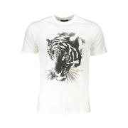 Cavalli Class Tryckt Logotyp Rund Hals T-shirt White, Herr