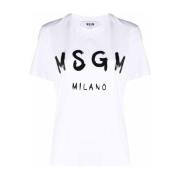 Msgm Vit Optisk T-shirt White, Dam