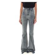 Rick Owens High-rise Flared Jeans Sky Aw24 Gray, Dam