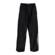 Y-3 Baggy Twill Byxor med 3-Stripes Motiv Black, Herr