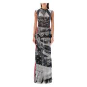 Ottolinger Mesh Maxi Klänning Drindl Print Multicolor, Dam