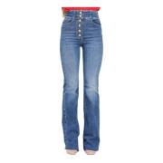 Elisabetta Franchi Flared Denim Jeans med Nautiska Knappar Blue, Dam