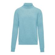 BomBoogie Grundläggande Ullblandad Turtlenecktröja Blue, Herr