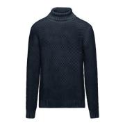 BomBoogie Turtlenecktröja i bomull-ull-blandning Blue, Herr